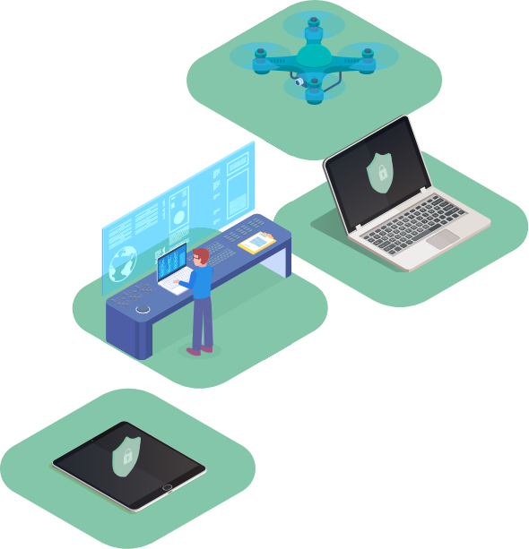 Illustration showing secure network access for defence suppliers and remote teams operating outside controlled infrastructure