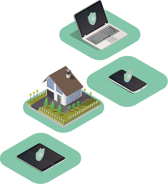 Illustration showing secure connectivity for staff working from holiday homes and vacation rentals
