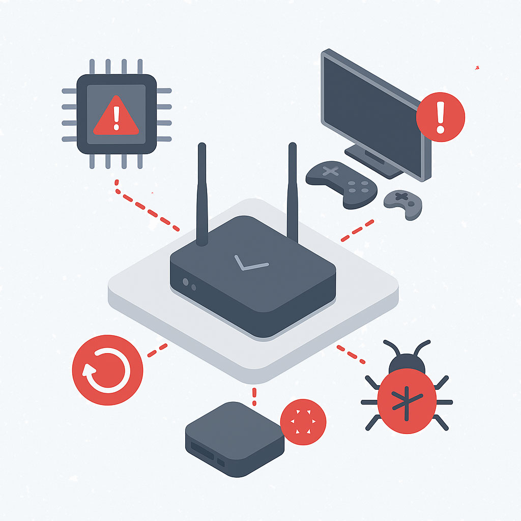 Visual showing risk from unpatched or insecure routers that employees might use outside controlled environments