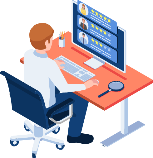 Illustration of a person working from a desk that could be their home or a private office in a larger building or shared office complex